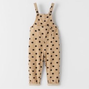 Zara Baby Girls Polka Dot Corduroy Overalls